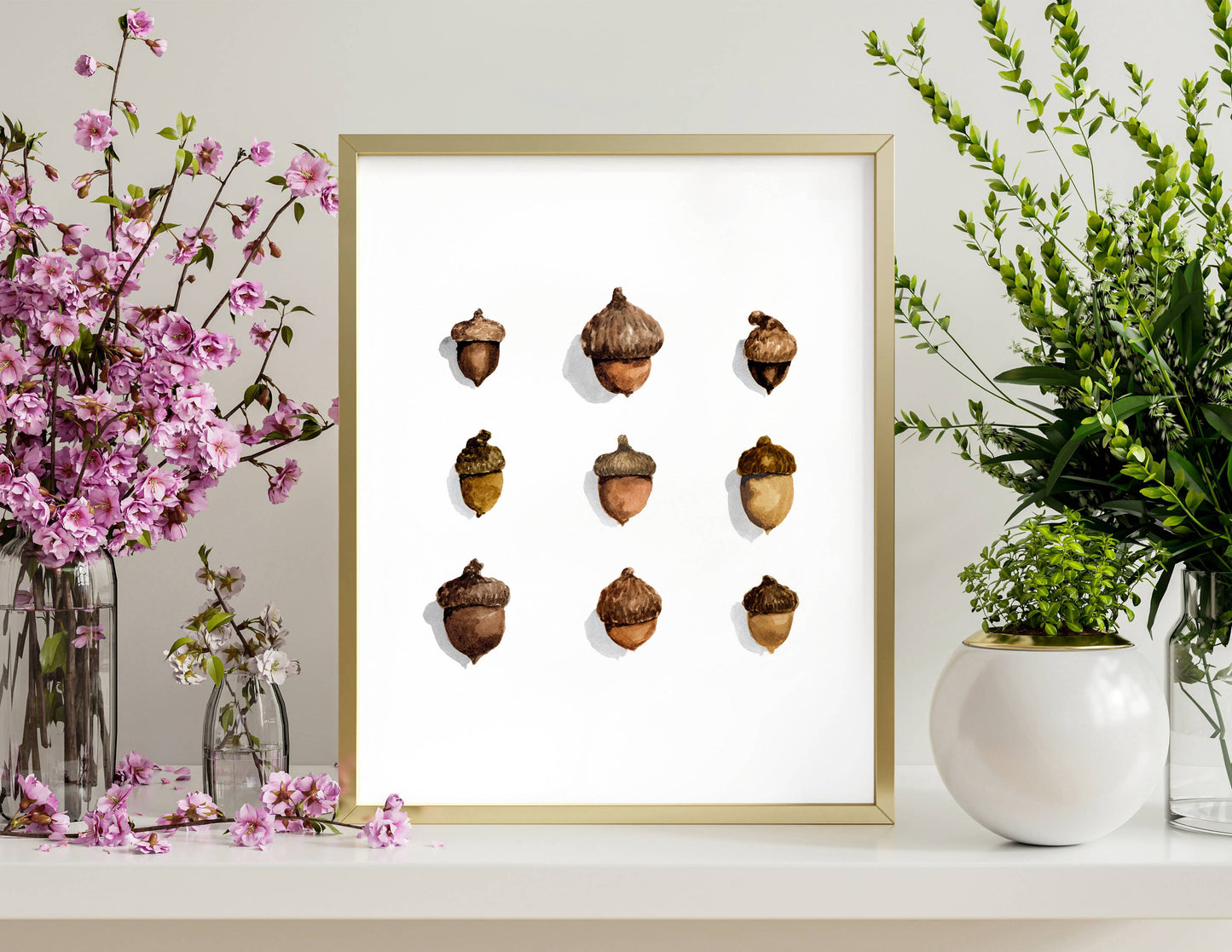 Acorns Watercolor Art Print