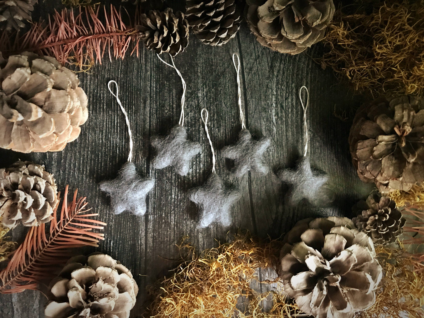 Felted Wool Star Ornament: Snowberry White