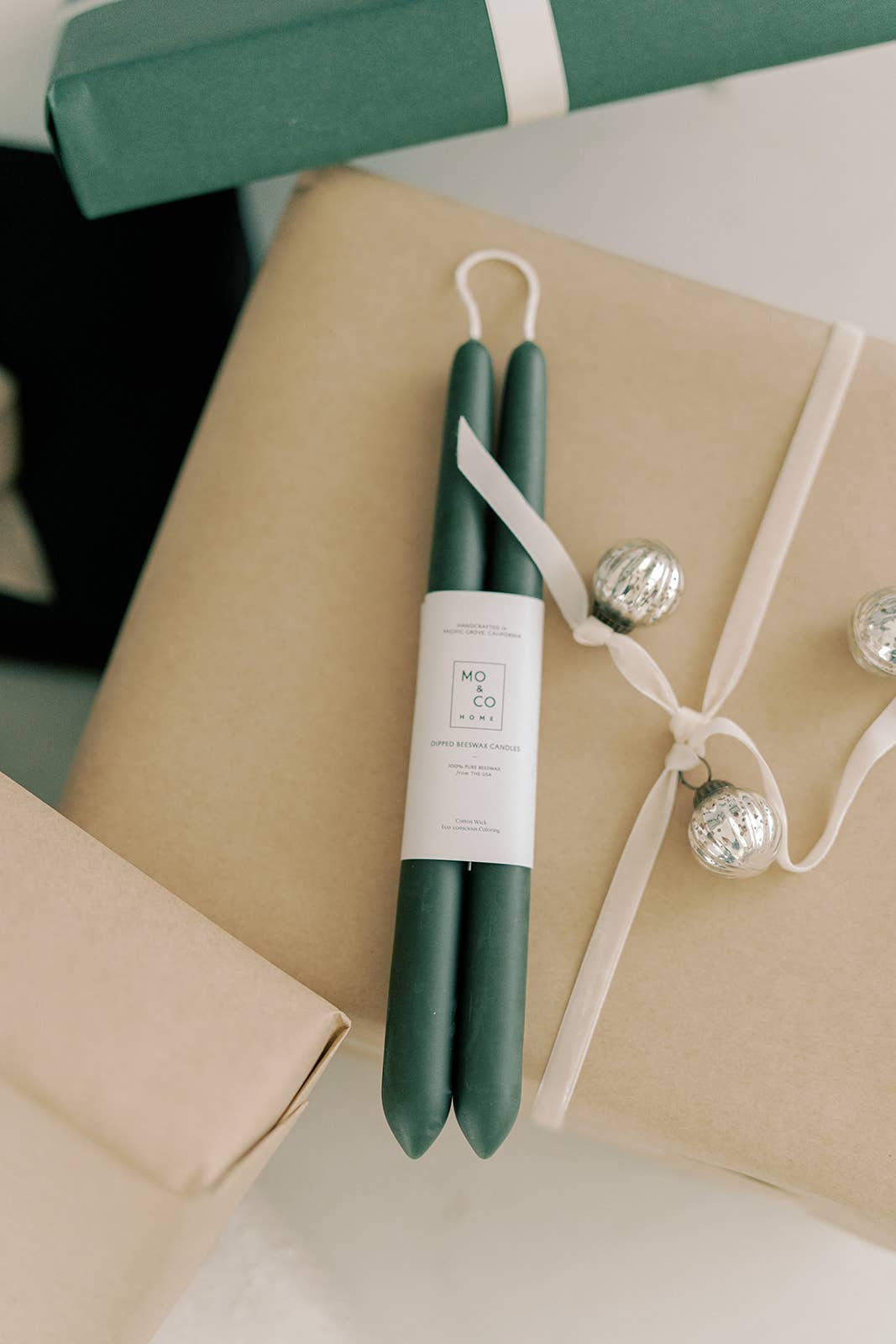 100% Beeswax Taper Candles | Forest Green: 10 Inch