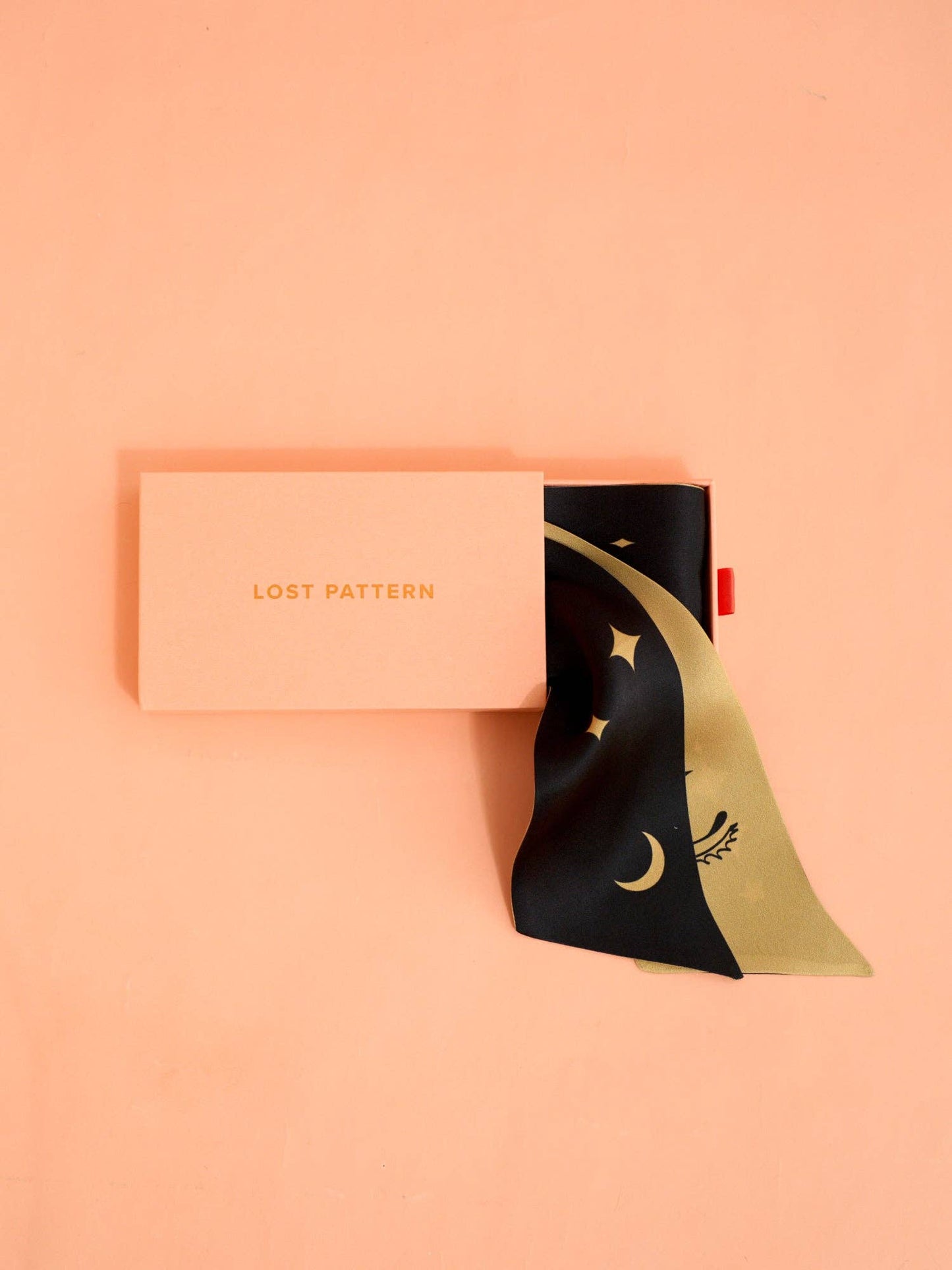 "Moonlit Stars" Silk Neck Bow Scarf: Black