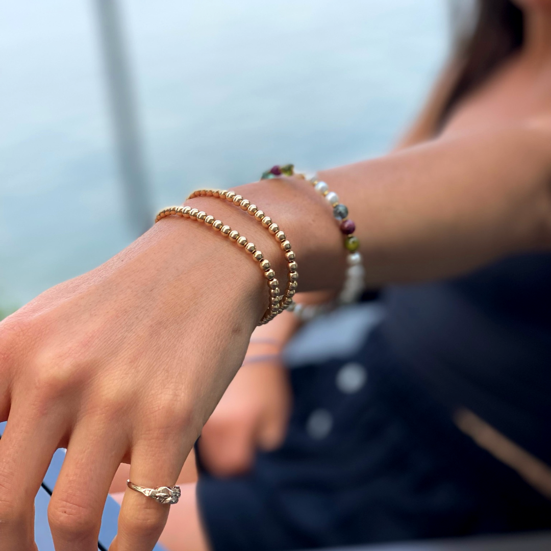 4MM Gold Ball Bracelet: GF / 7.5"