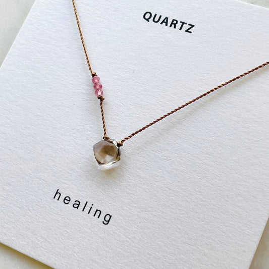Smoky Quartz and Pink Tourmaline Necklace
