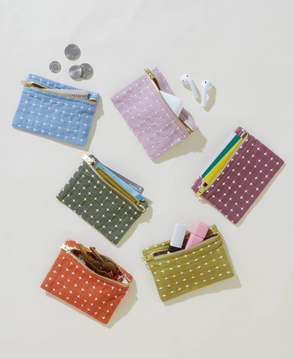 Lilac Cross-Stitch Coin Purse