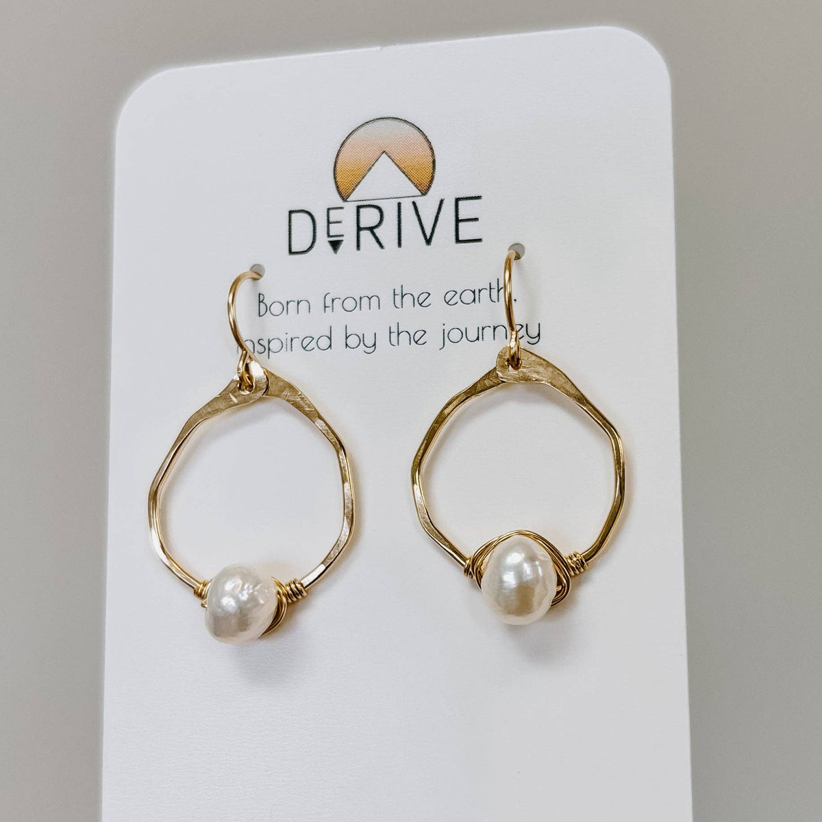 Mini Organic Hoop Pearl Earrings: 14K Gold Fill