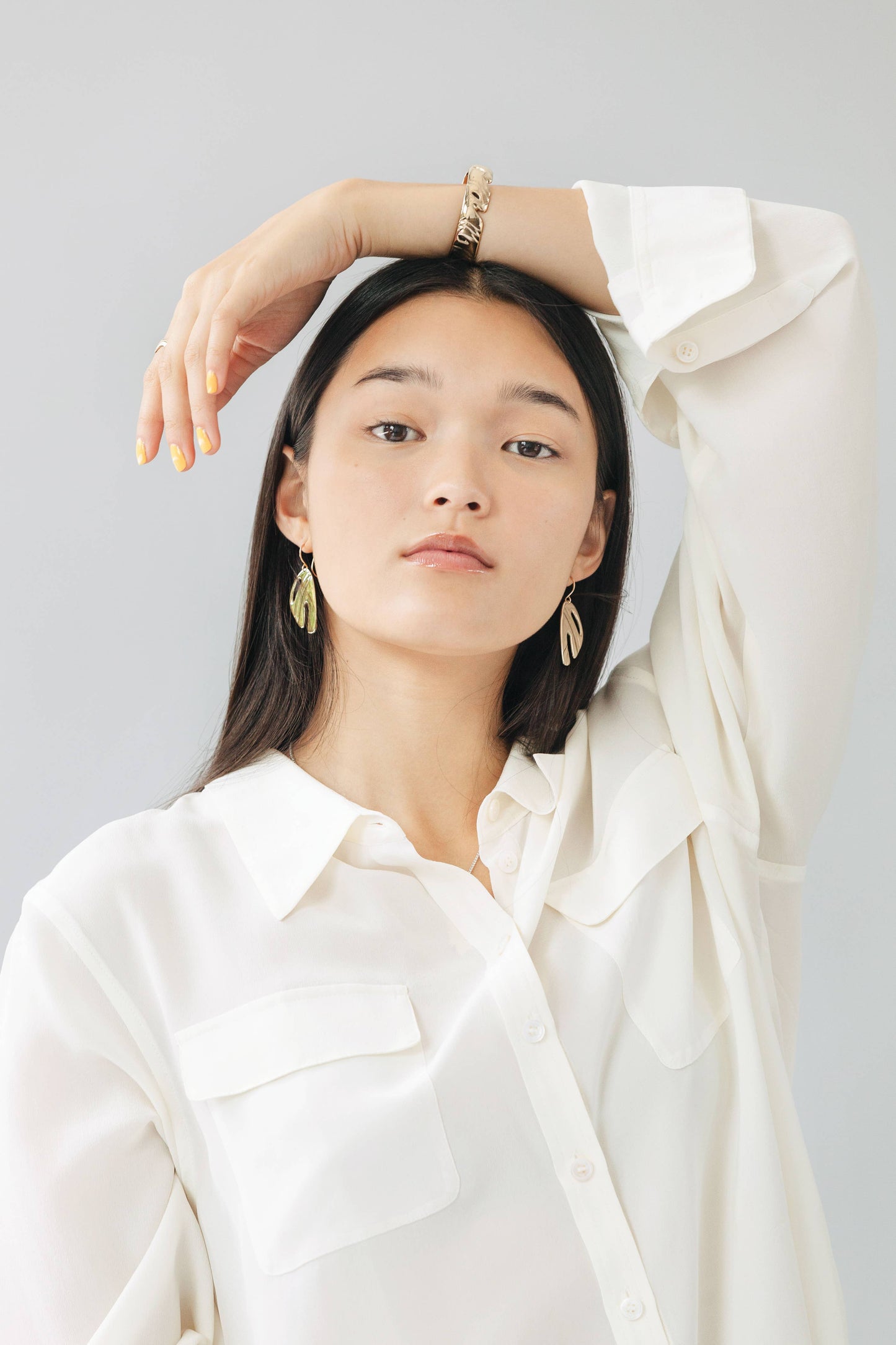 Abstract Monstera Earrings: 14k gold fill / Yellow bronze