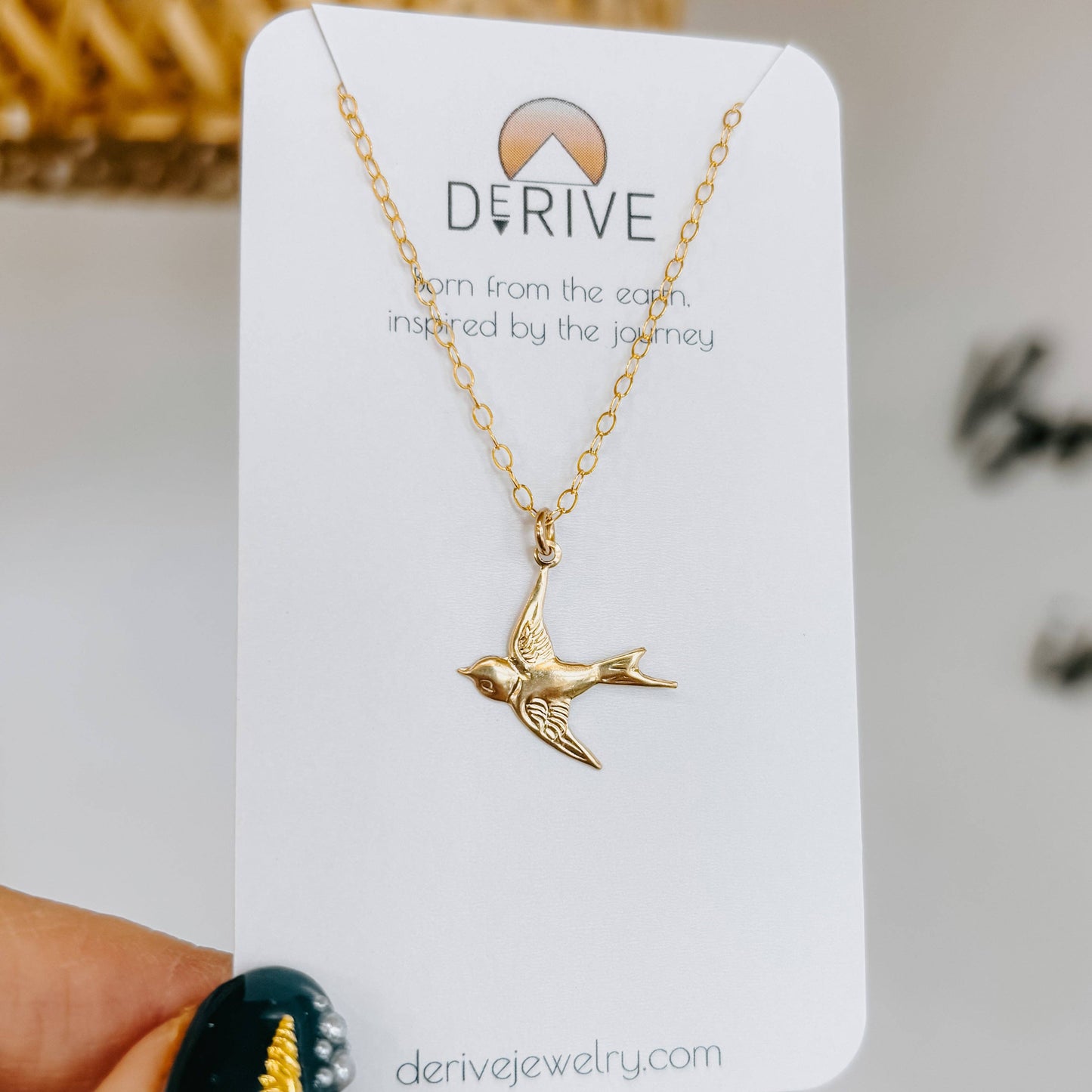 Dainty Flying Sparrow Necklace: 14k Gold Fill