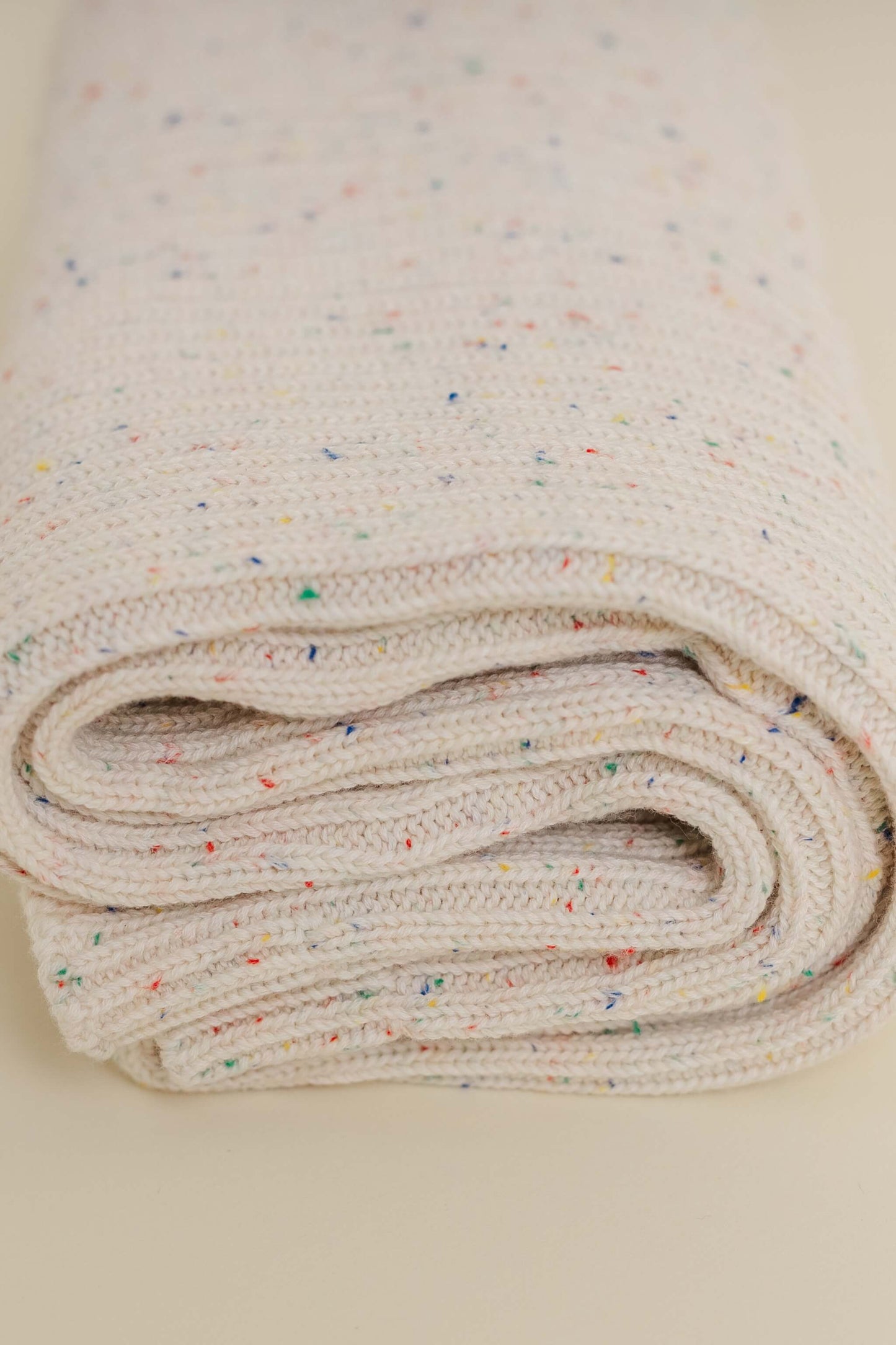 Sprinkle Organic Cotton Knit Ribbed Blanket - Oat