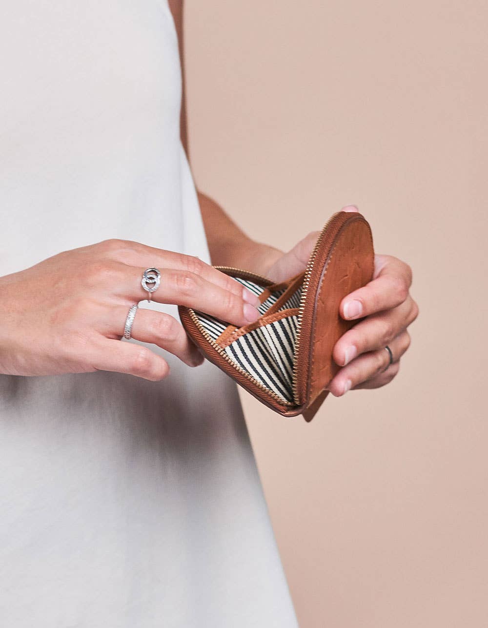 Cognac Croco Leather Coin Purse - Laura