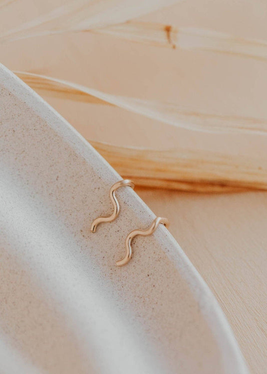 Tiny Wave Ear Climbers 14kt Gold Fill