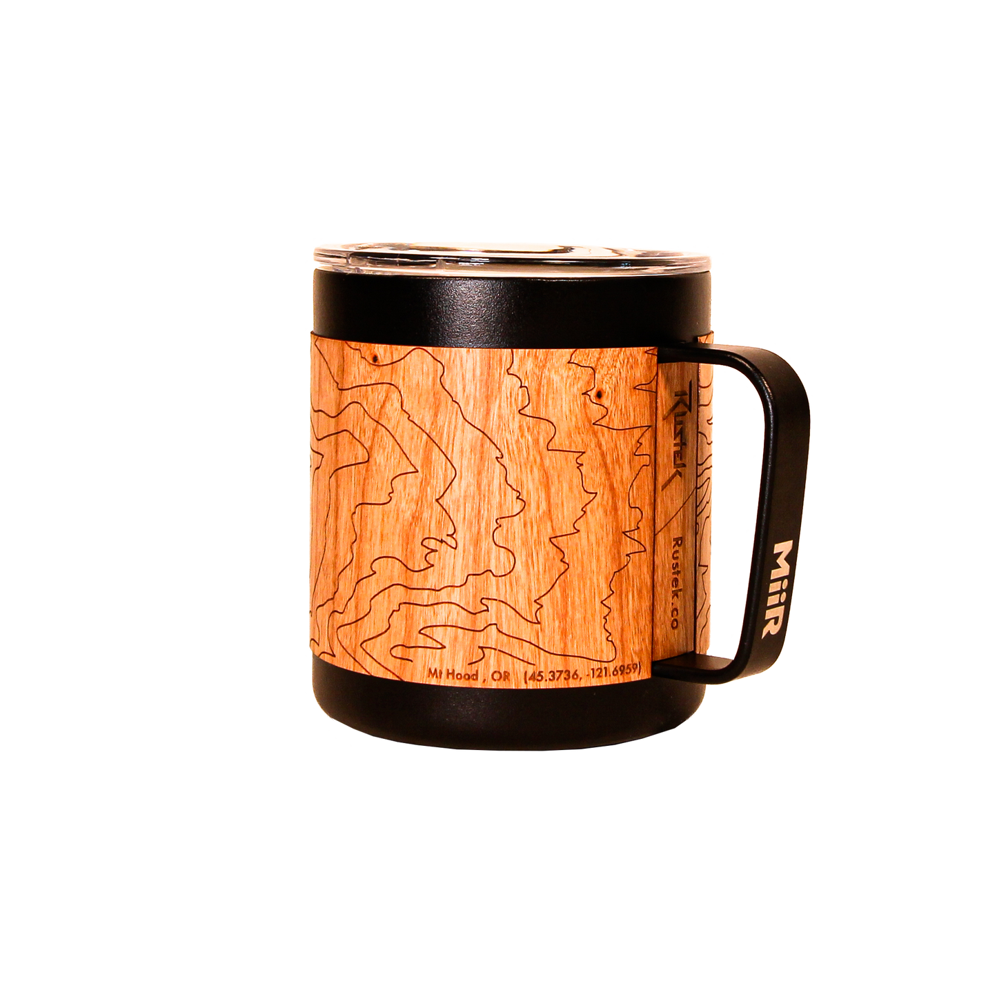 Wood Wrapped Miir Camp Cup: Mt. Hood Topo: White/Cherry
