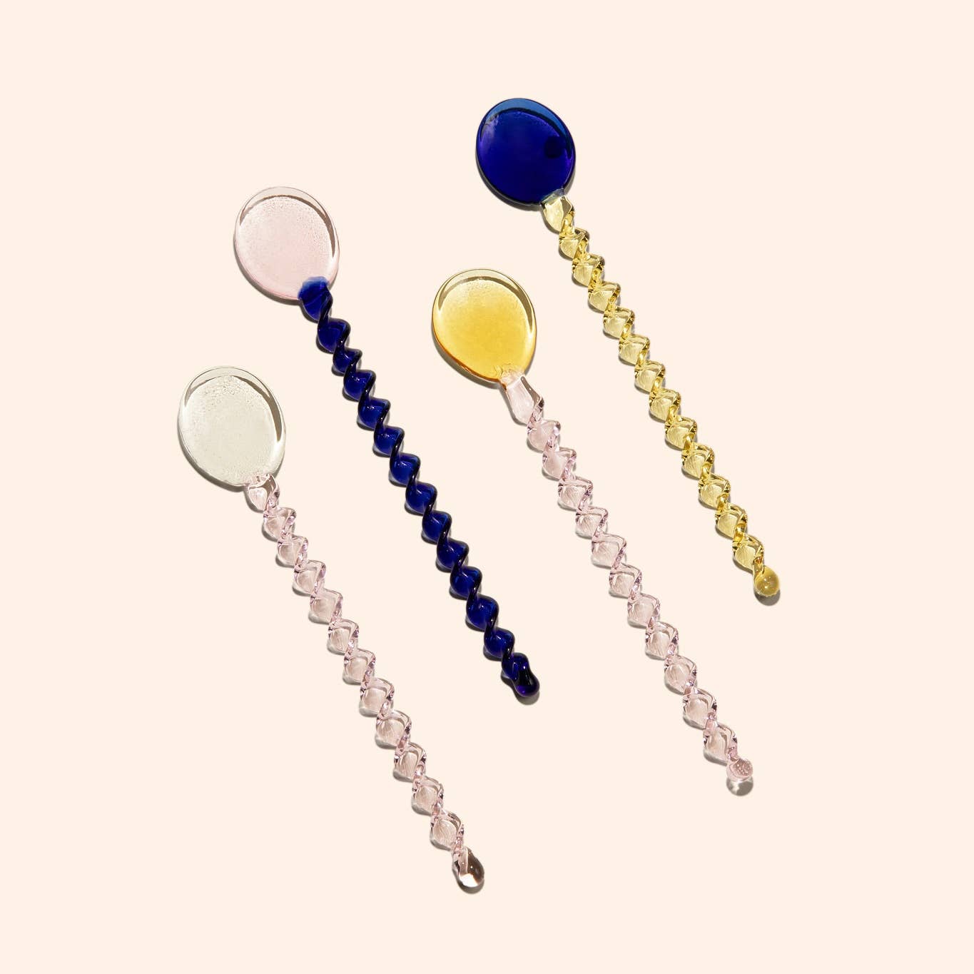 Glass stirring spoon : Clear/Pink