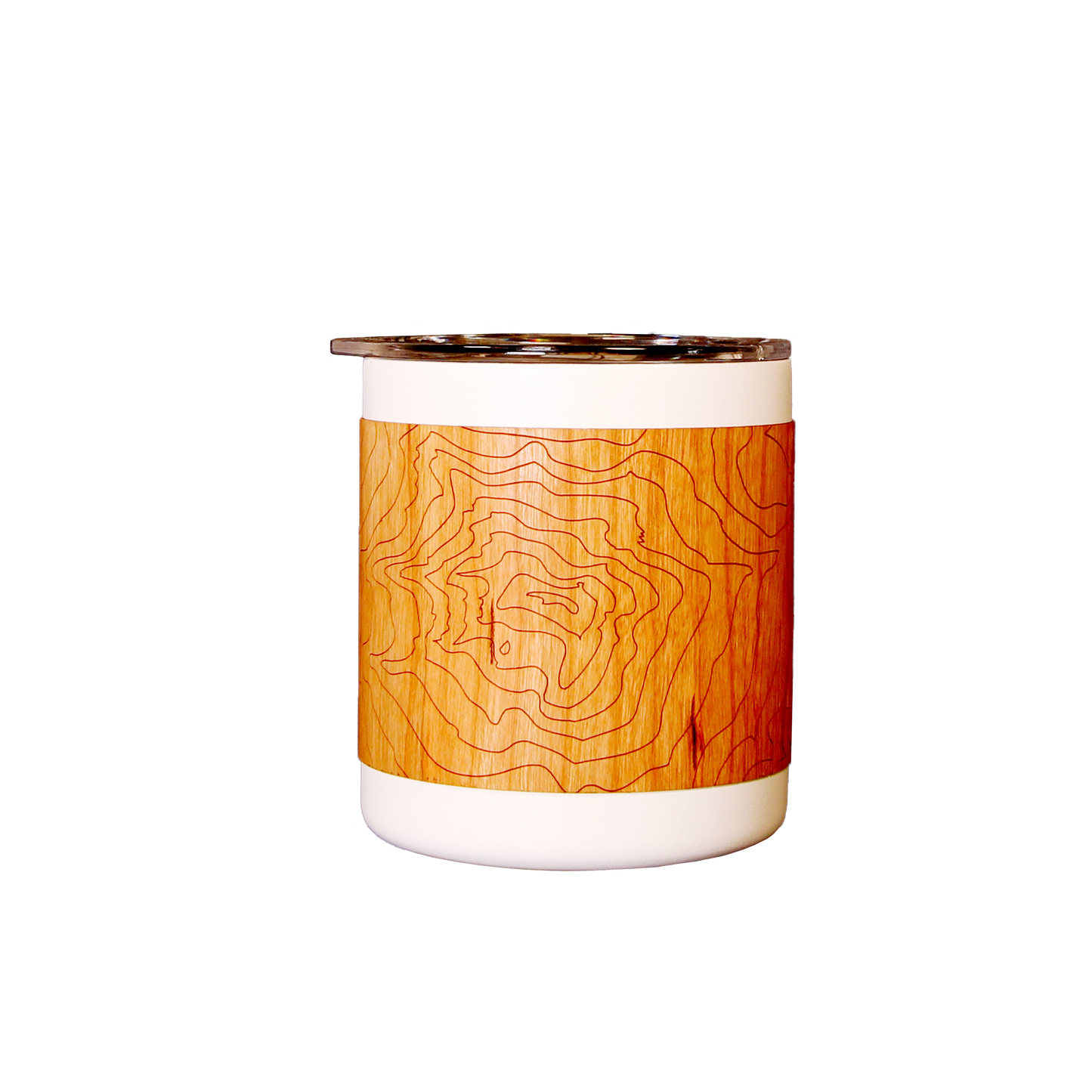 Wood Wrapped Miir Camp Cup: Mt. Hood Topo: White/Cherry