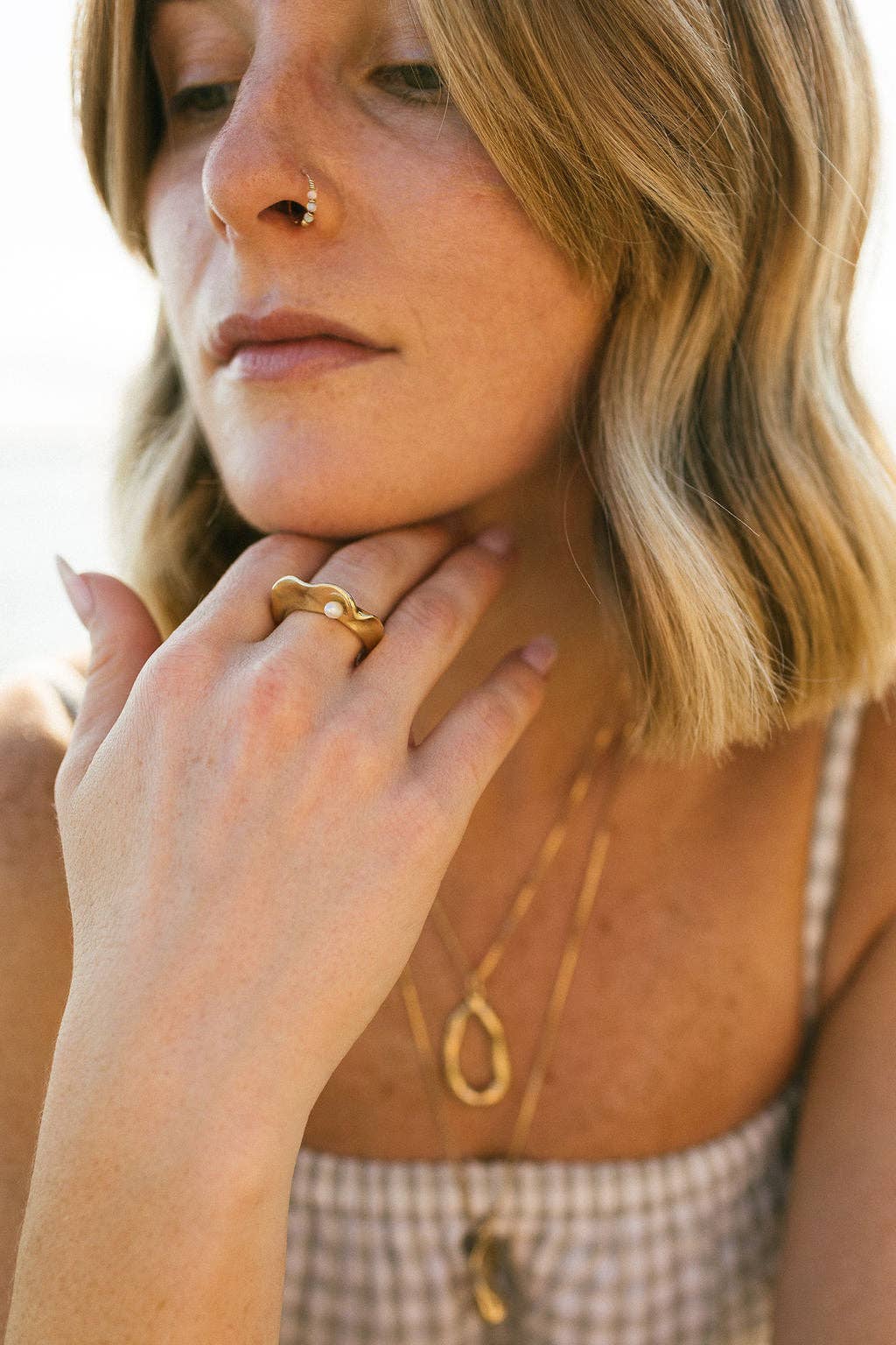 AKOYA with Pearl: Brass Ring