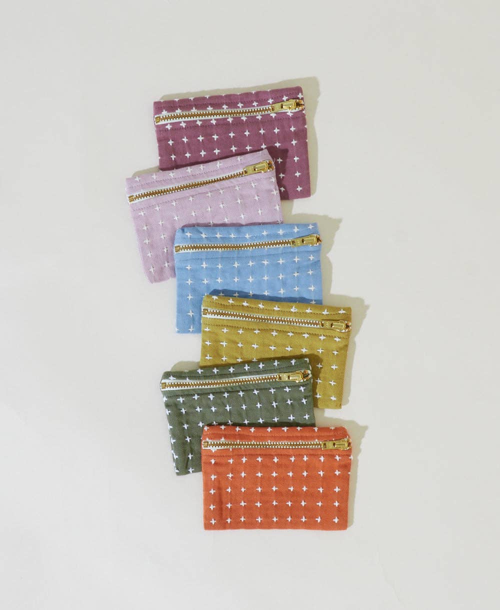 Lilac Cross-Stitch Coin Purse