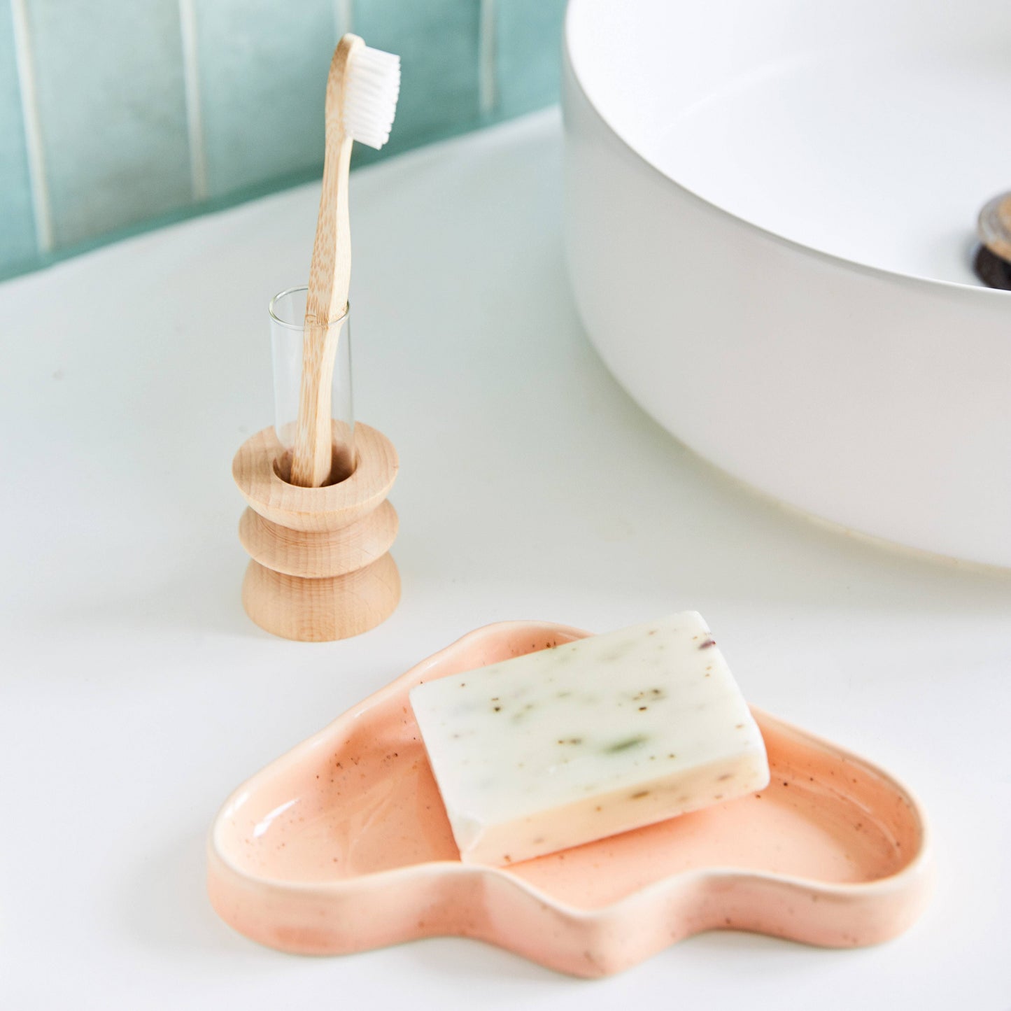 Triangle Wave Tray Peach Speckle