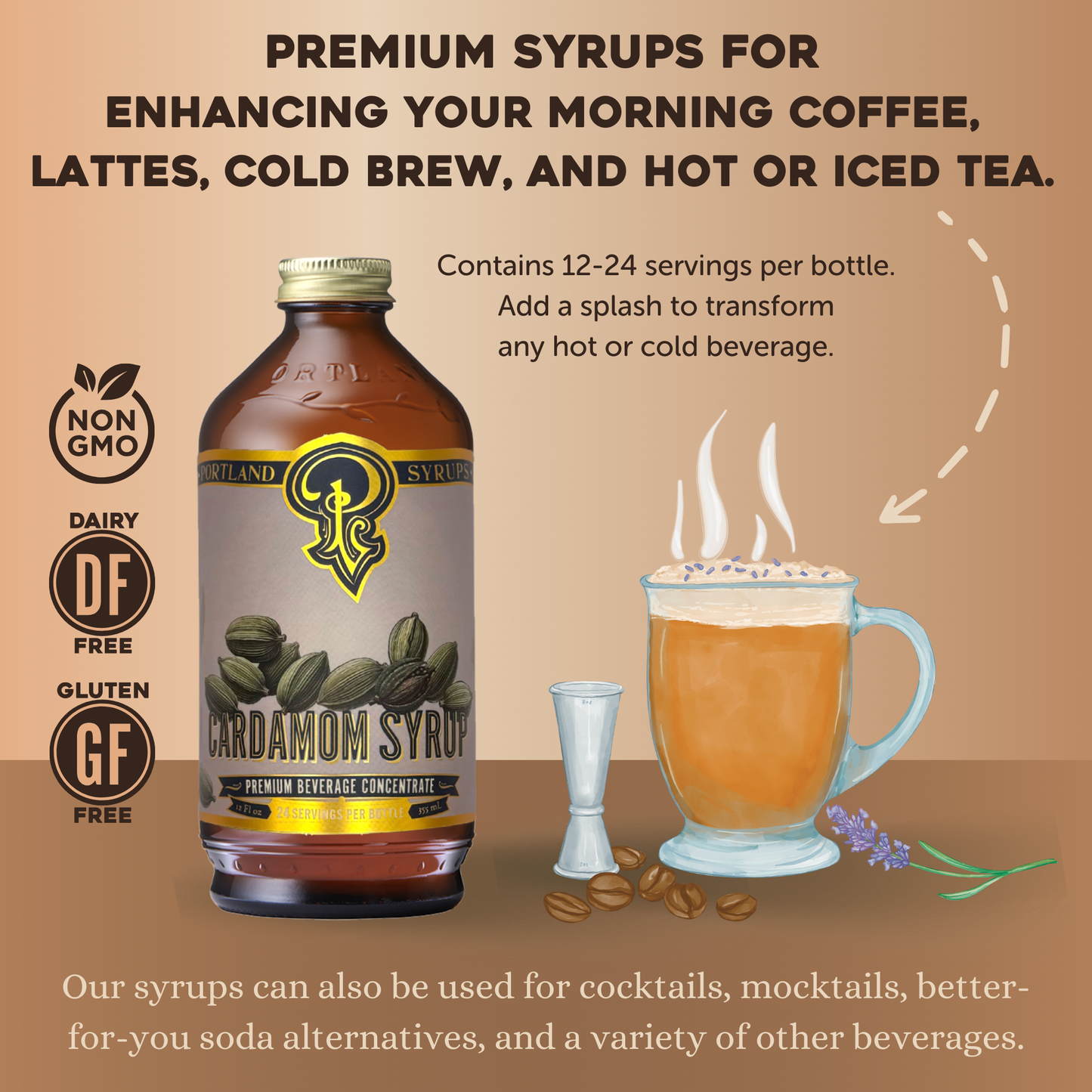 Cardamom Syrup 12oz - cocktail / mocktail / coffee mixer