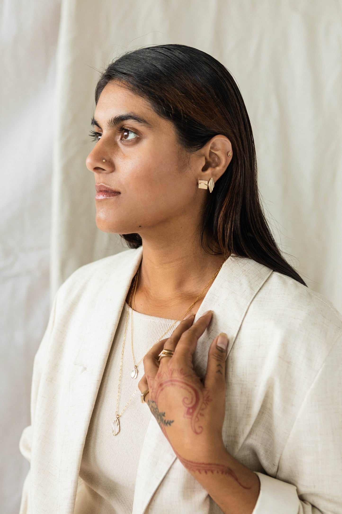 Sway Stud Earrings: Sterling silver