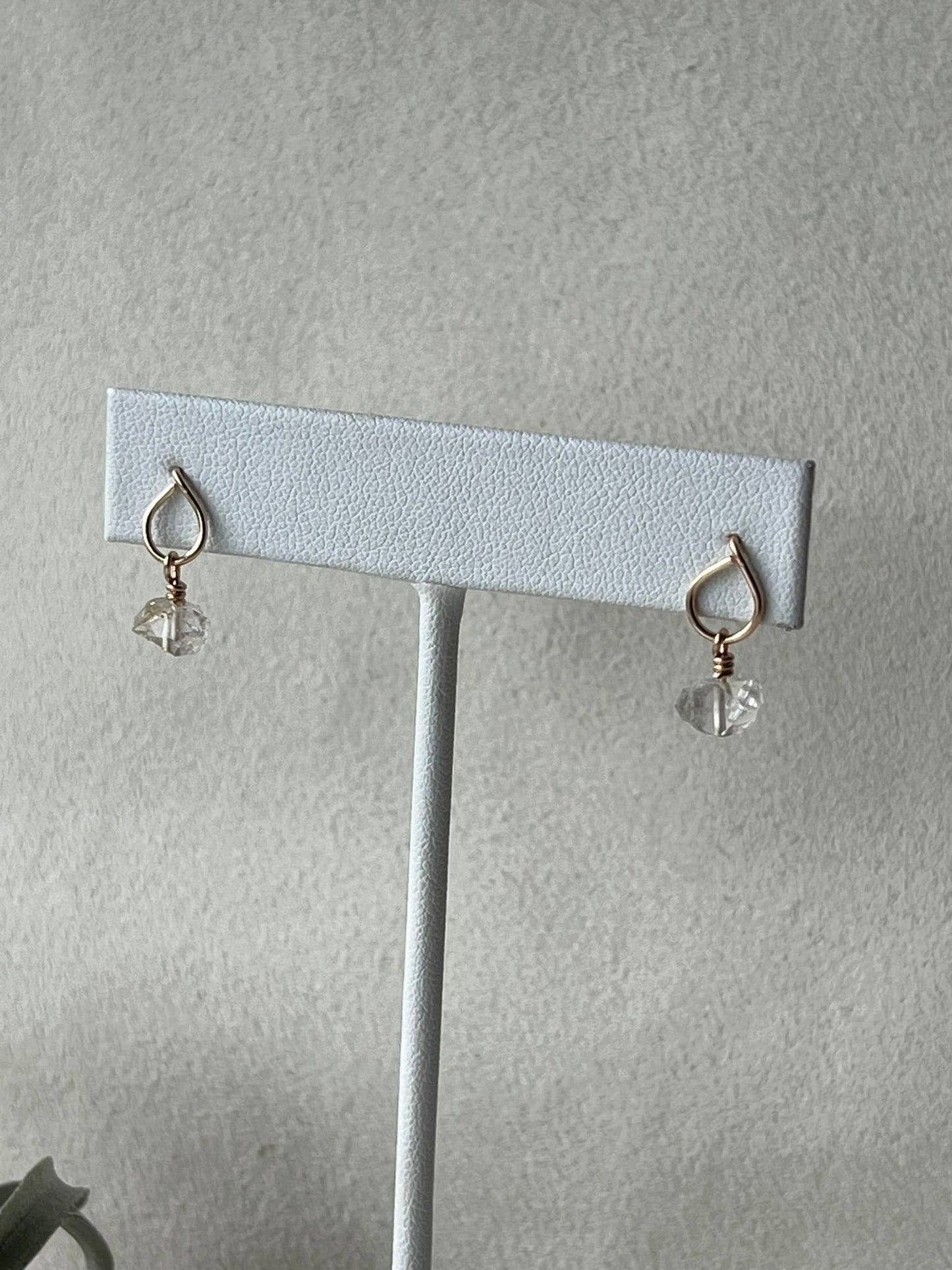Raw Herkimer Diamond Stud: 14k Gold