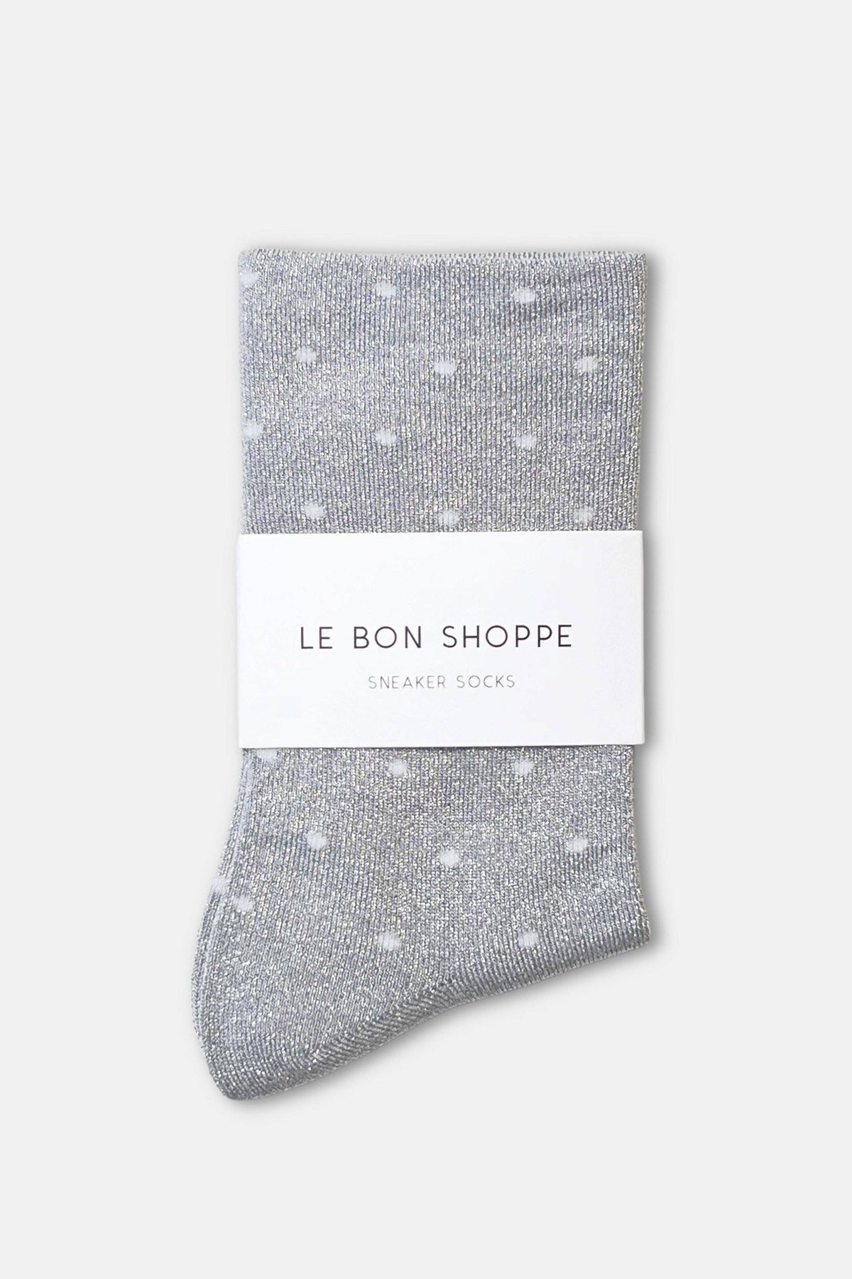 Le Bon Shoppe - Lurex Patterned Sneaker Socks (Wholesale): Polka Dot - Silver/White