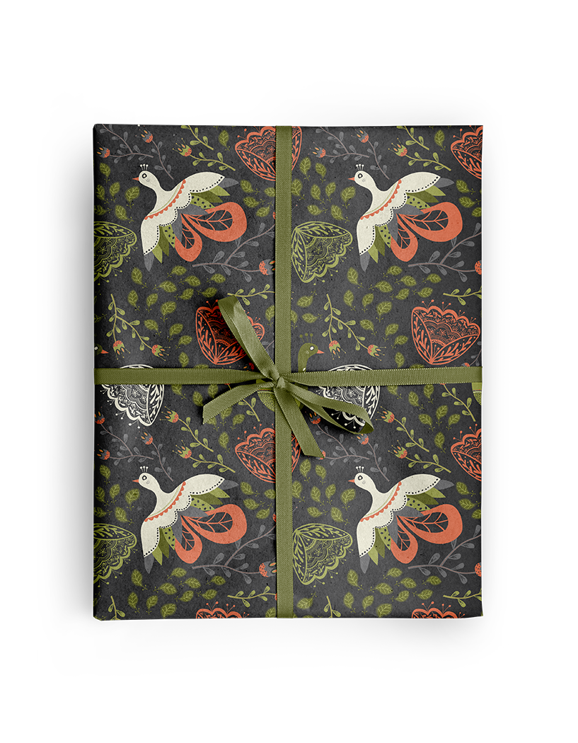 Blooming Birds Wrapping Paper
