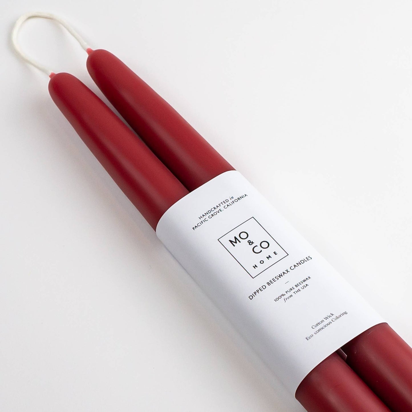 Berry Red | Dipped Beeswax Taper Candles | All Natural: 10 Inch