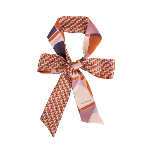 "Modular" Silk Skinny Scarf - Orange: Orange