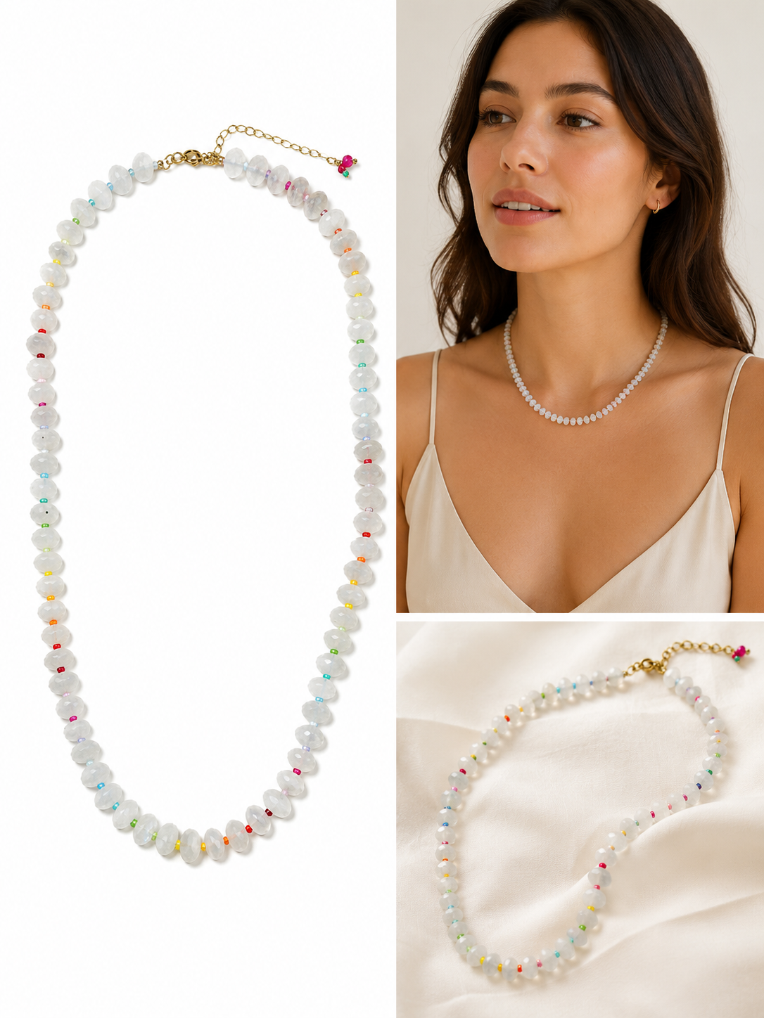 Faceted Moonstone Candy Necklace
