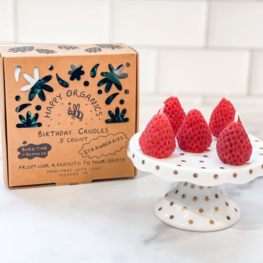 Strawberry Birthday Beeswax Candle