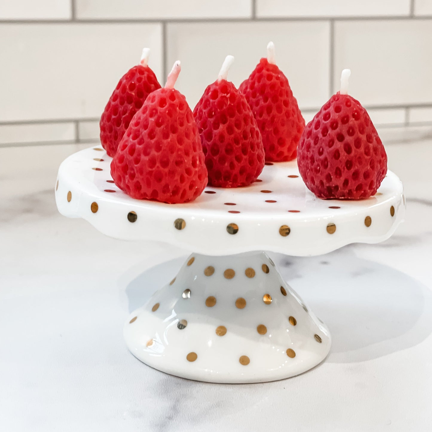 Strawberry Birthday Beeswax Candle