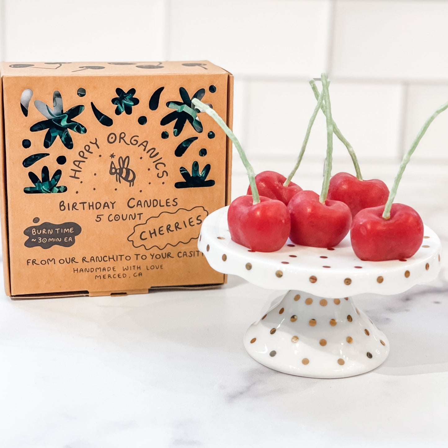 Cherry Birthday Beeswax Candle
