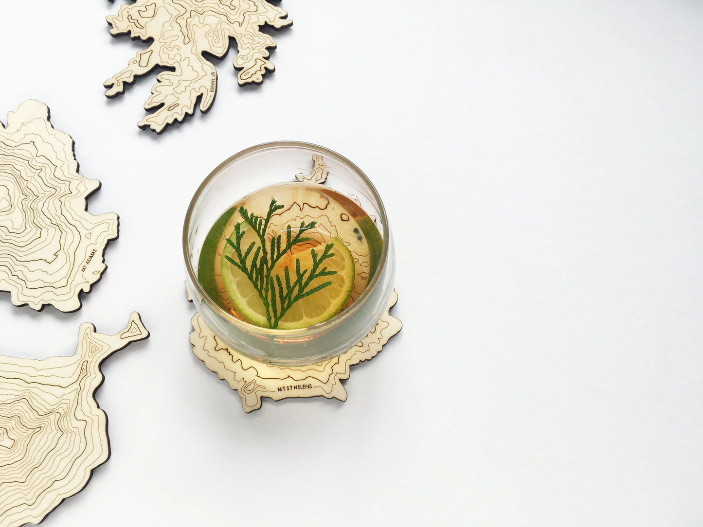 WA Volcanoes Topography Coasters - Set of 4