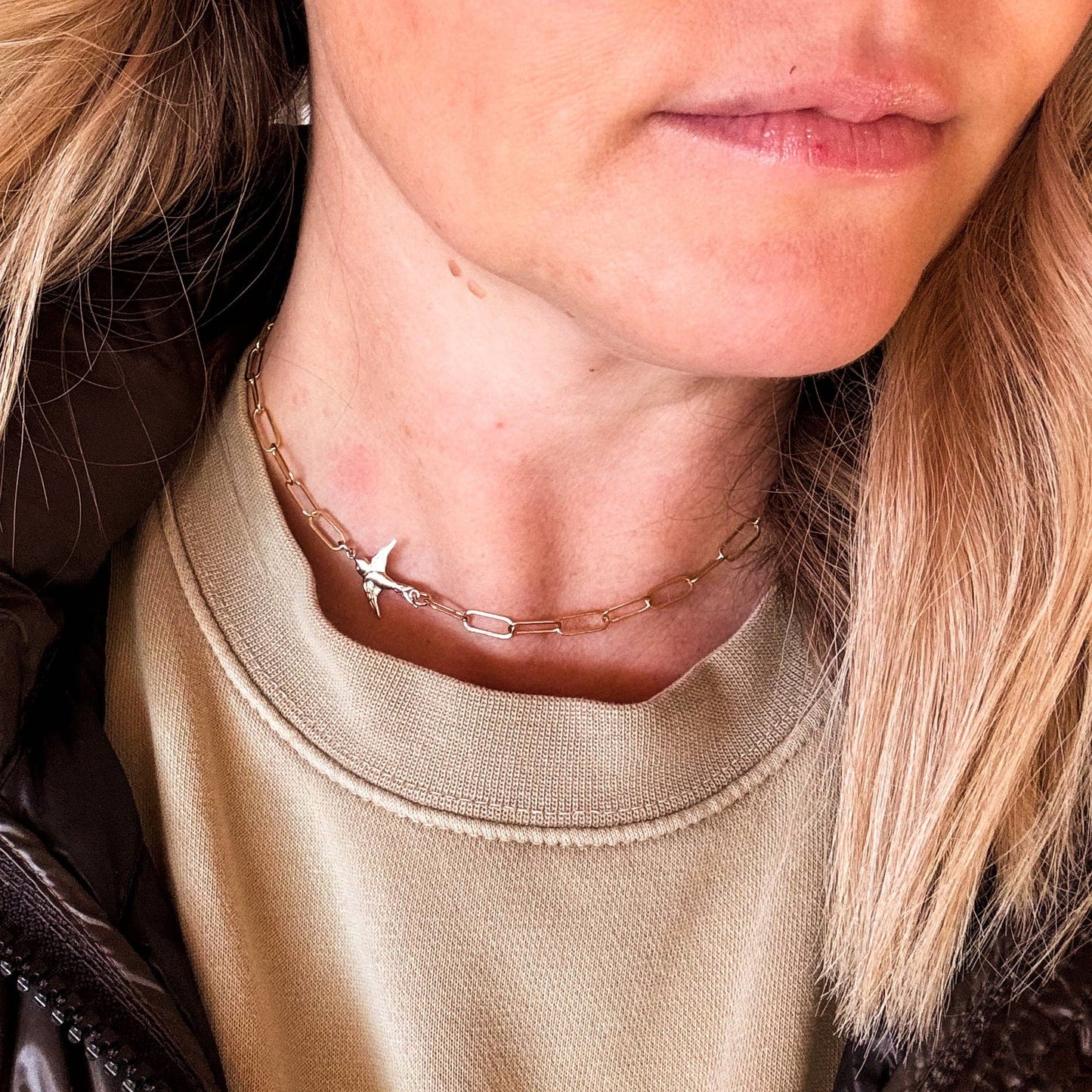 Sparrow Paperclip Chain Link Necklace: 14k Gold Fill / 18"