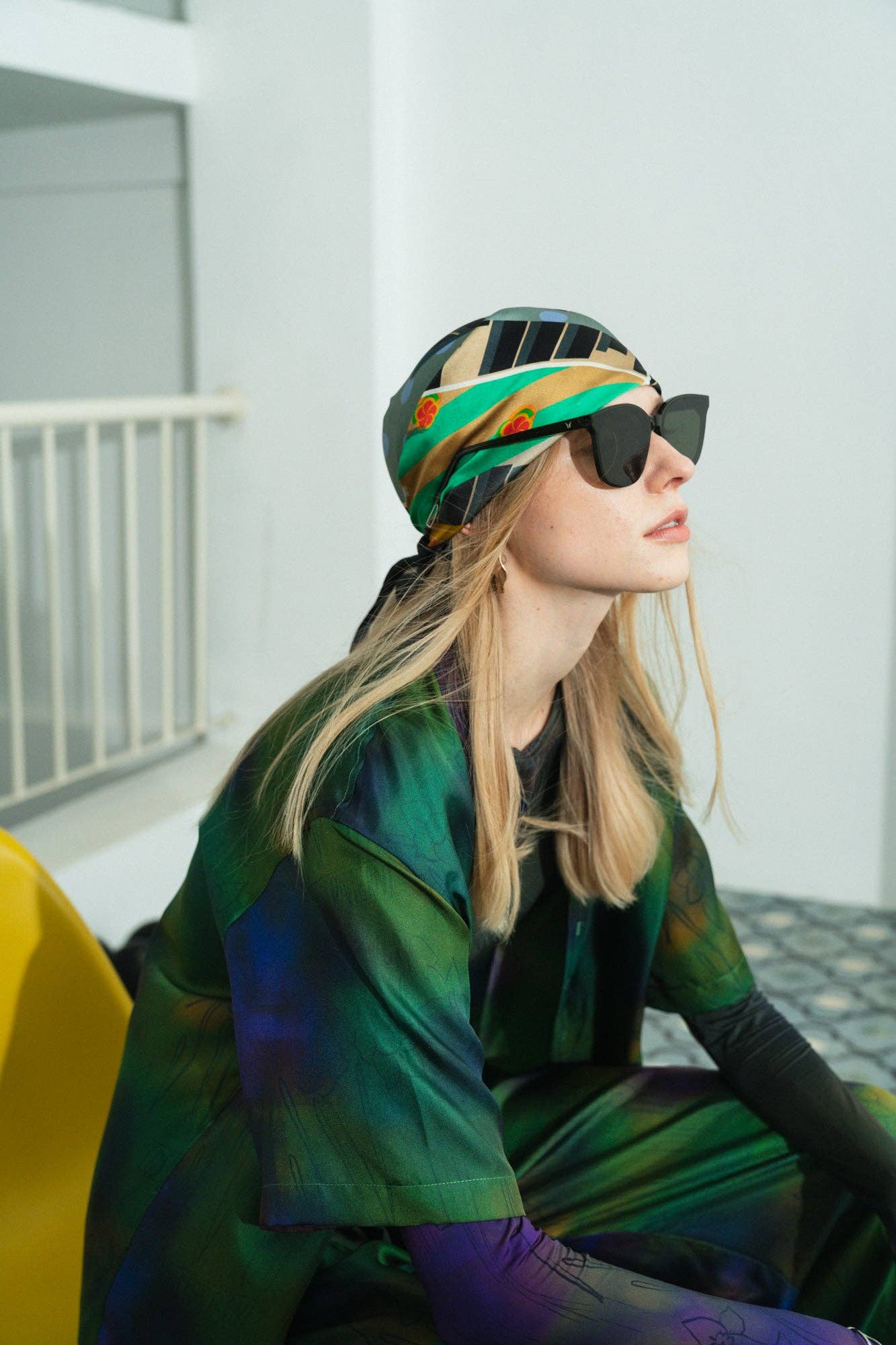 "Seasons in the Park" Silk Scarf - Black: Black