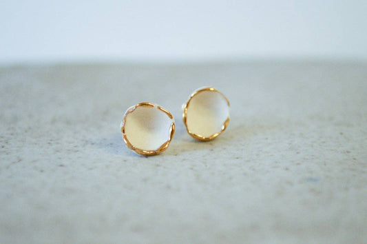 Hana Studs: White Porcelain 14k GF Studs