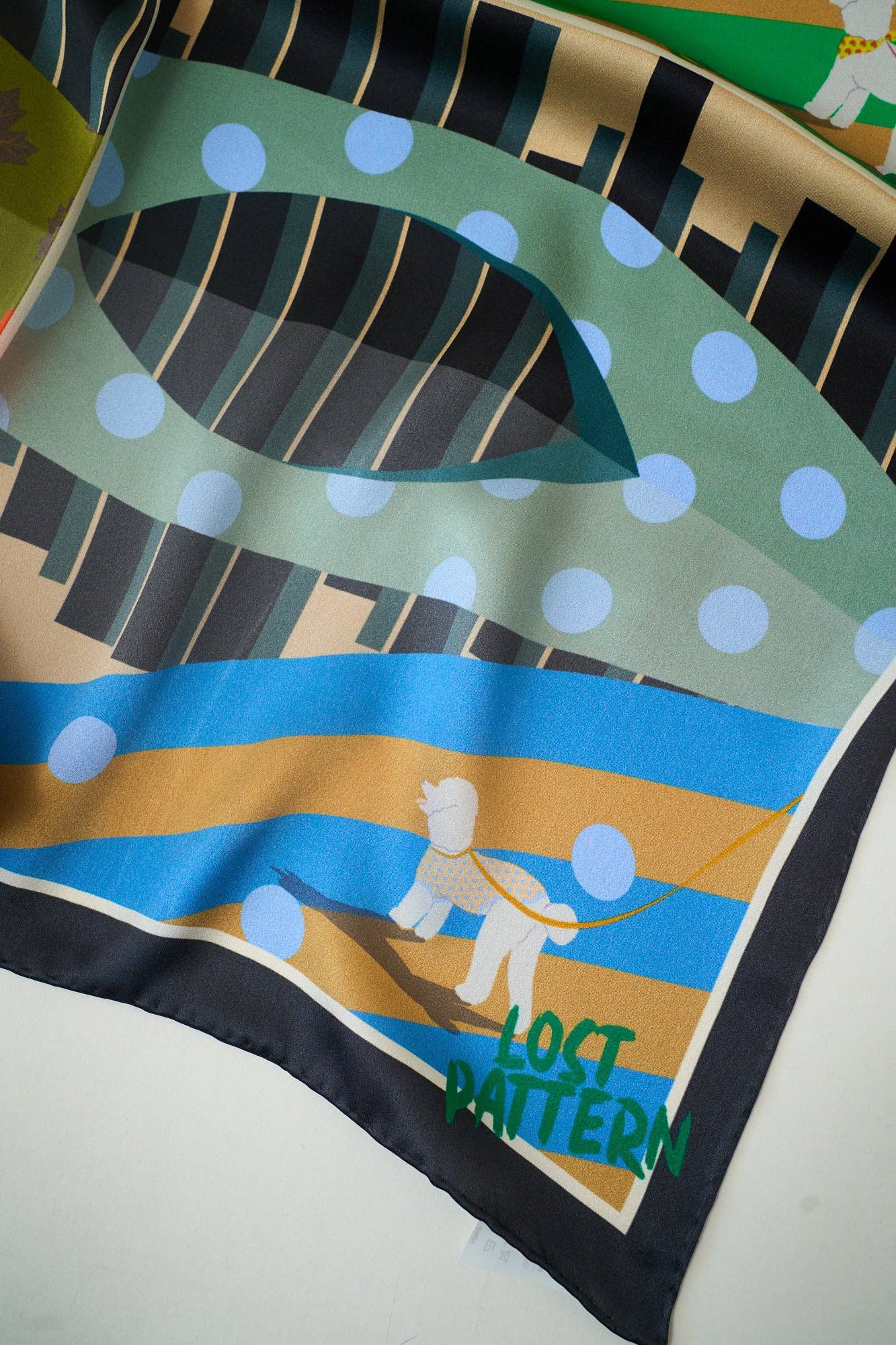 "Seasons in the Park" Silk Scarf - Black: Black