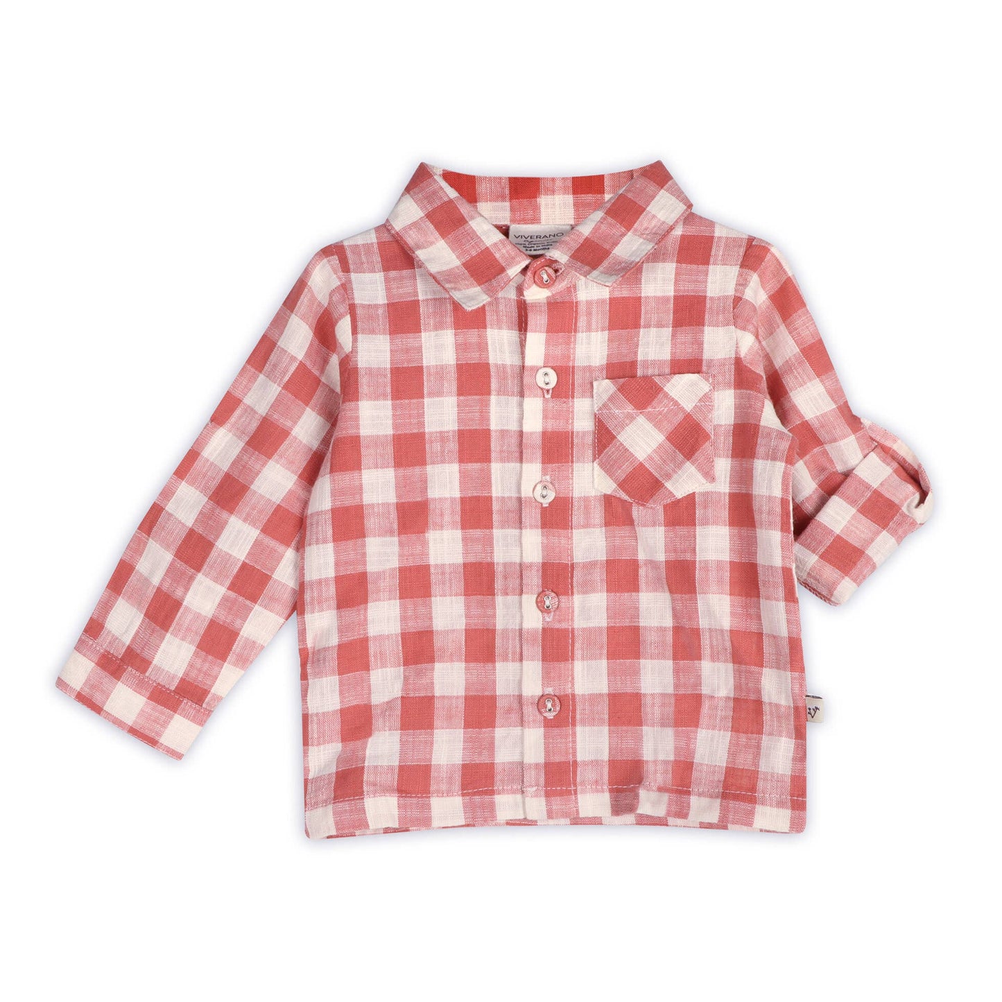 Arden Gingham Baby Shirt & Cord Pant (Organic Cotton): Cranberry Rust