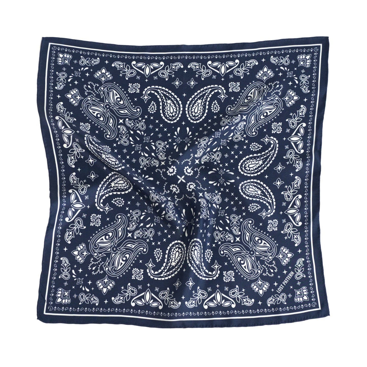 “Paisley" Silk Bandana Scarf - Midnight Blue: Midnight Blue