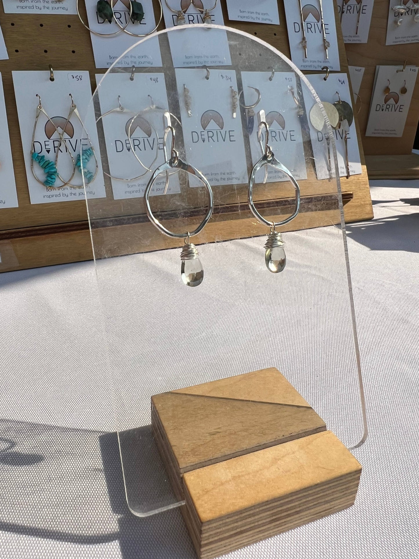 Green Amethyst Mini Organic Hoop Earrings: 14k Gold Fill