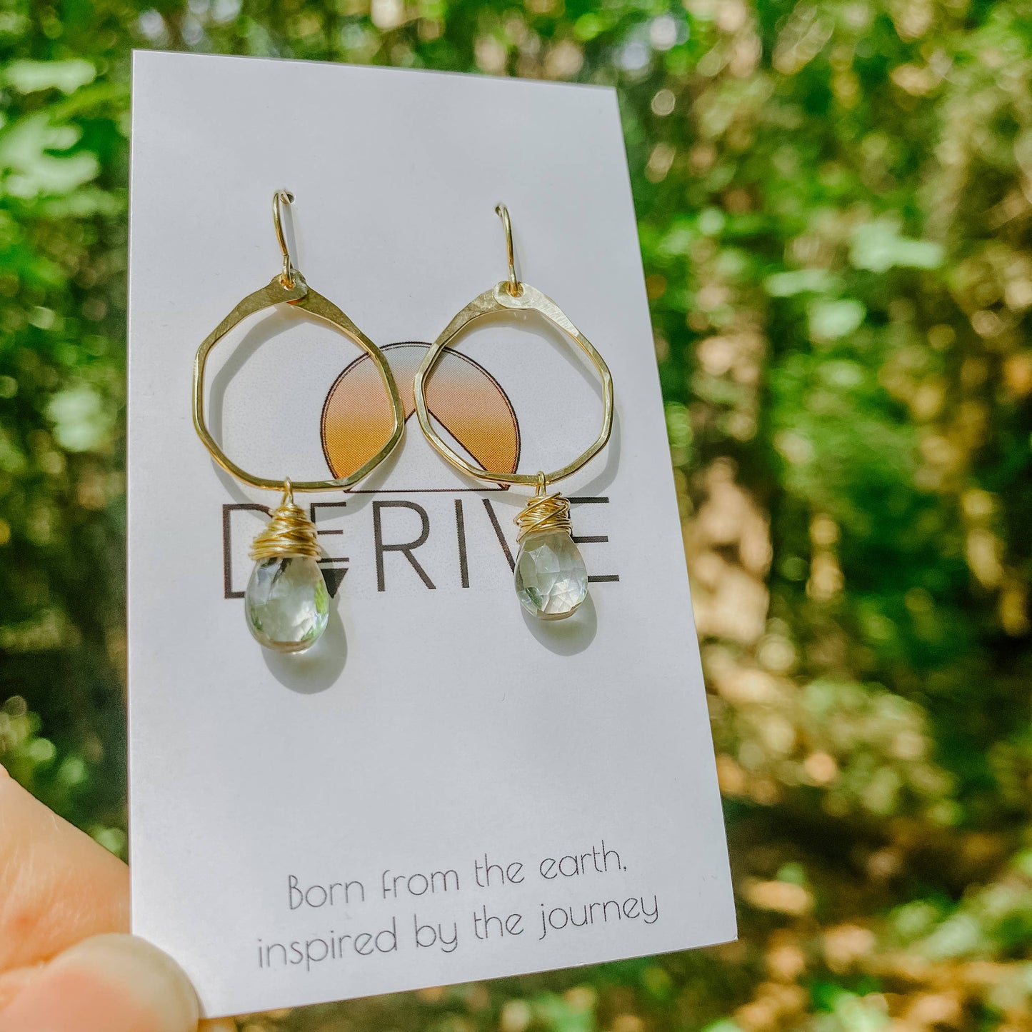 Green Amethyst Mini Organic Hoop Earrings: 14k Gold Fill
