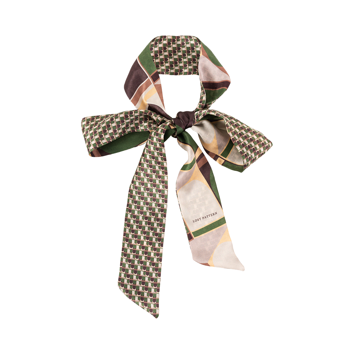 "Modular" Silk Skinny Scarf - Green: Green