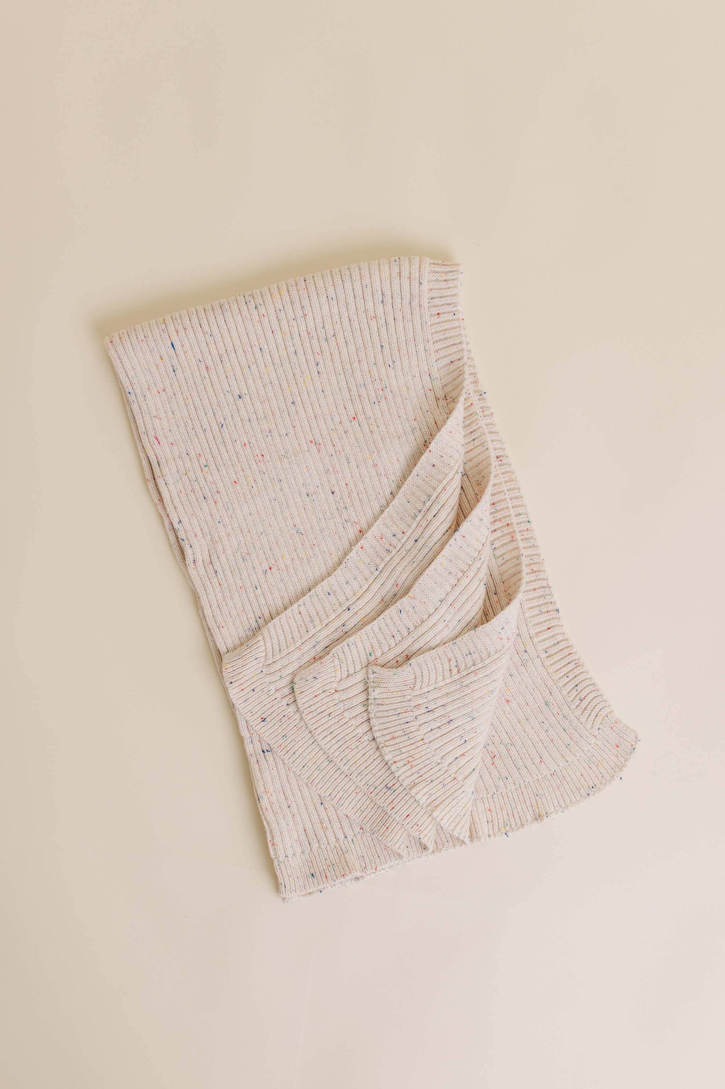 Sprinkle Organic Cotton Knit Ribbed Blanket - Oat