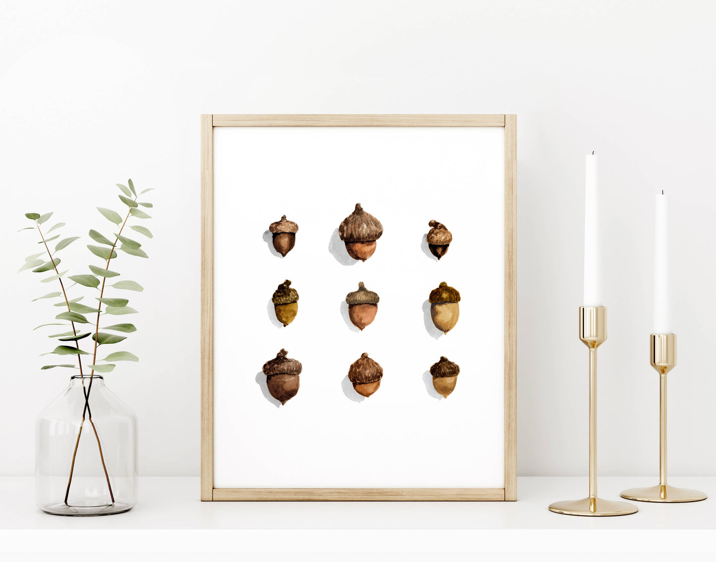 Acorns Watercolor Art Print