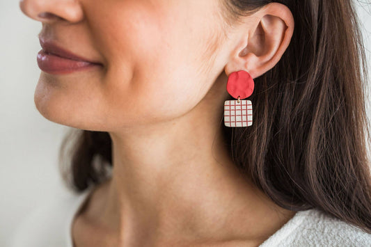 Porcelain Lattice Earrings - In Poppy