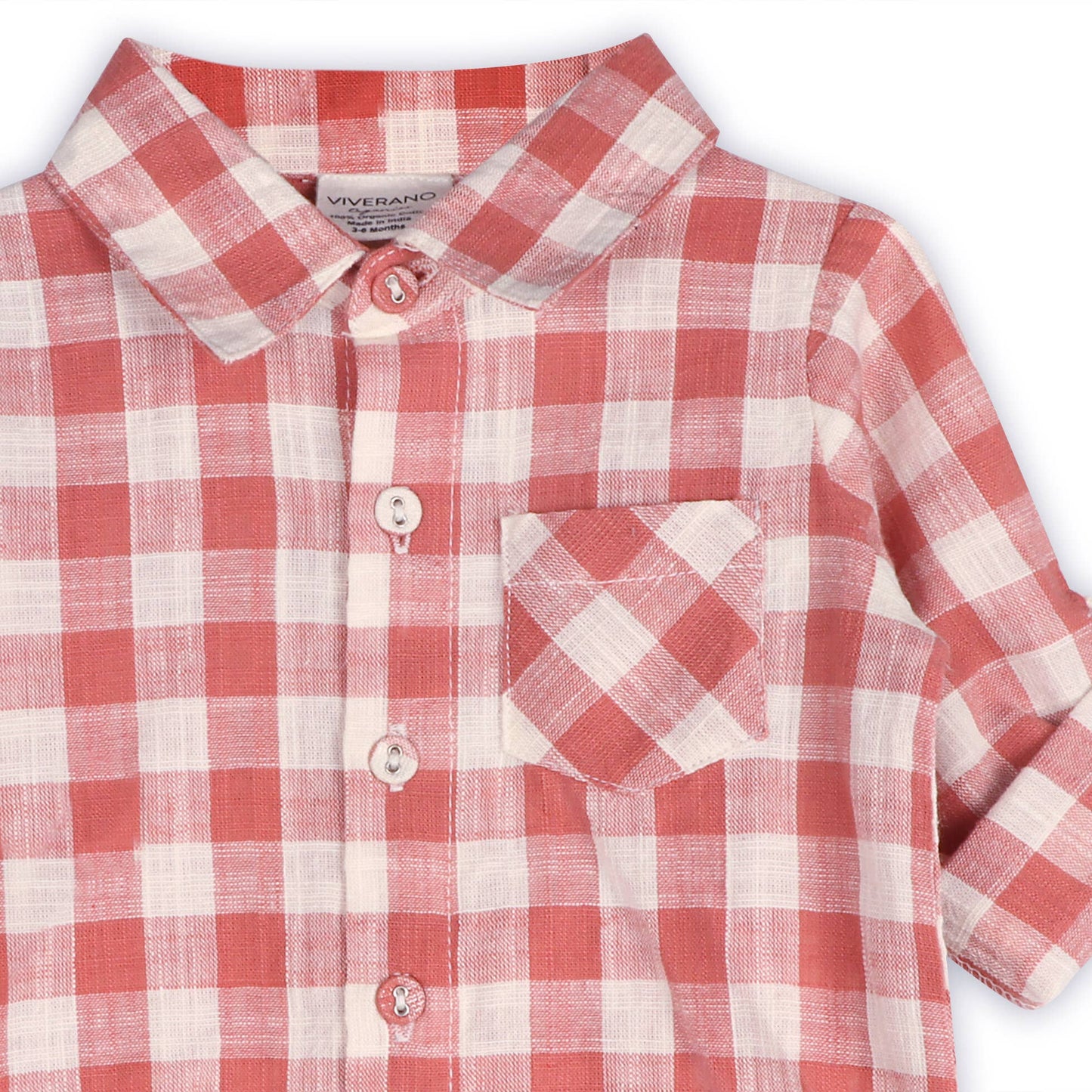 Arden Gingham Baby Shirt & Cord Pant (Organic Cotton): Cranberry Rust