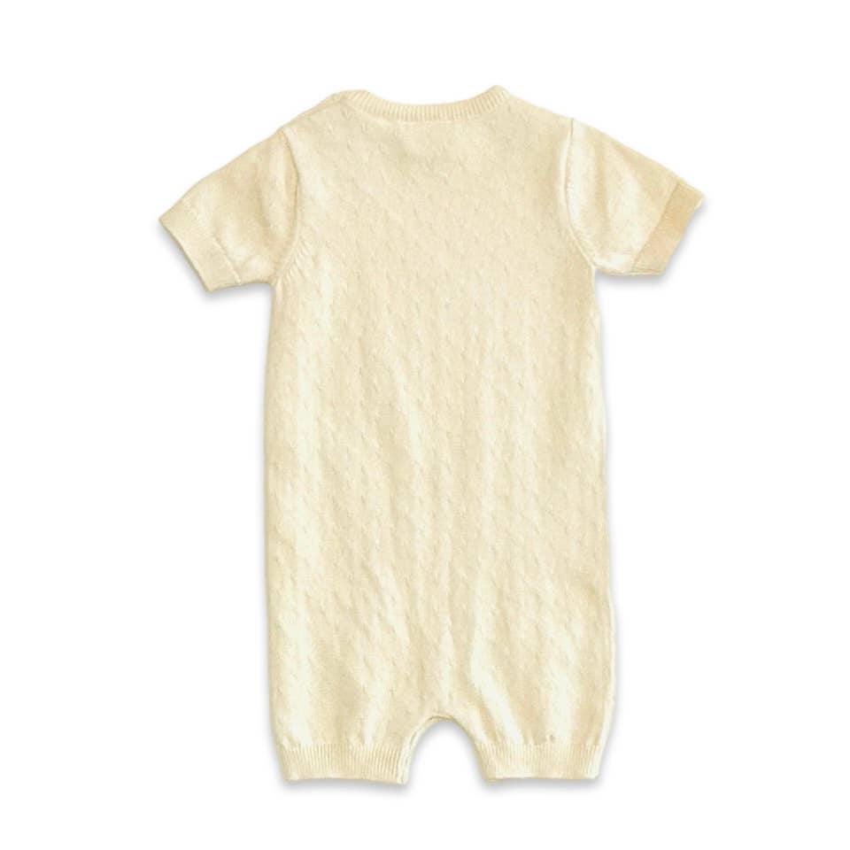 Pineapple Embroidered Pointelle Knit Baby Romper