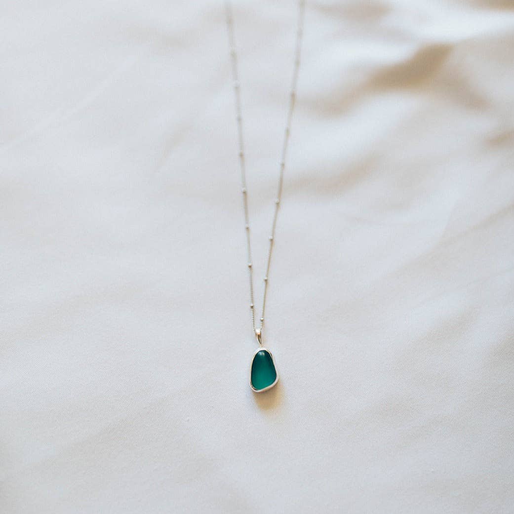 Sea Glass Necklace (Handmade): Blue