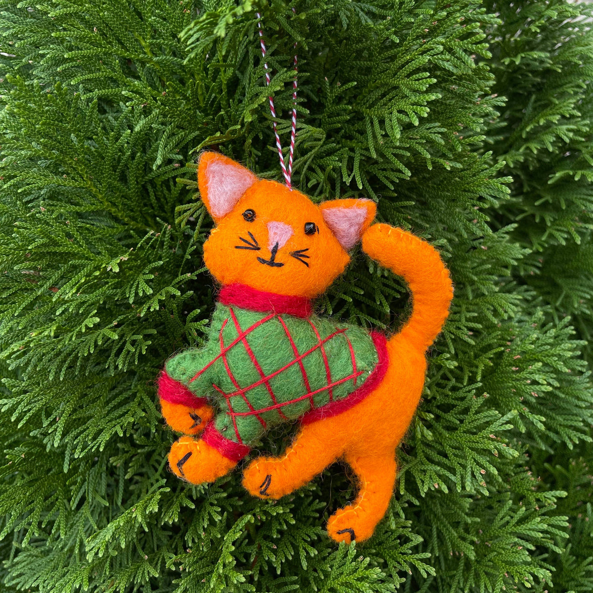 Ornaments 4 Orphans Cat in Sweater Felt Wool Ornament Poppy & Hawk