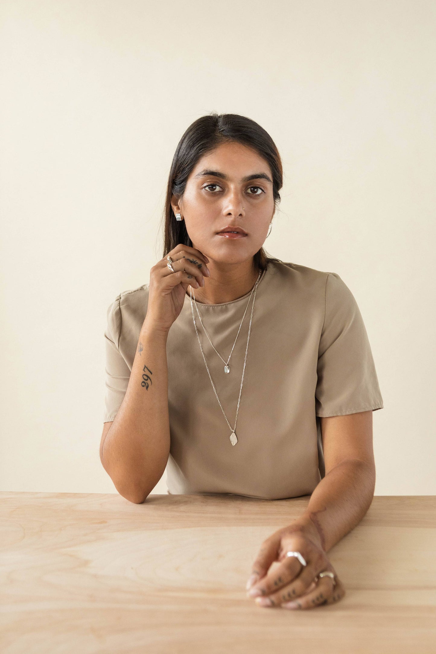 Balance Stud Earrings: Yellow Bronze