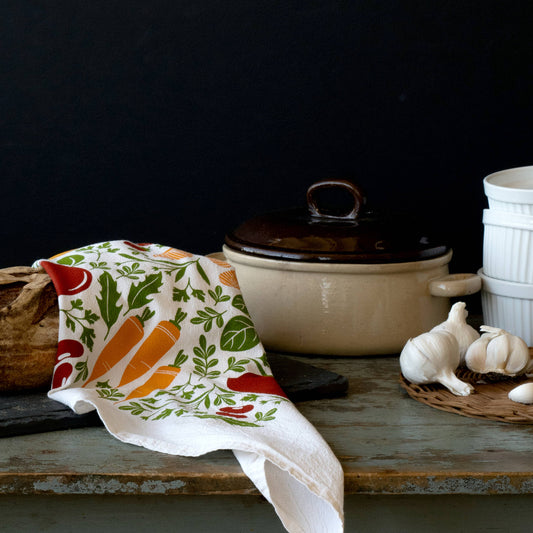 Orange Farmers Market Tea Towel