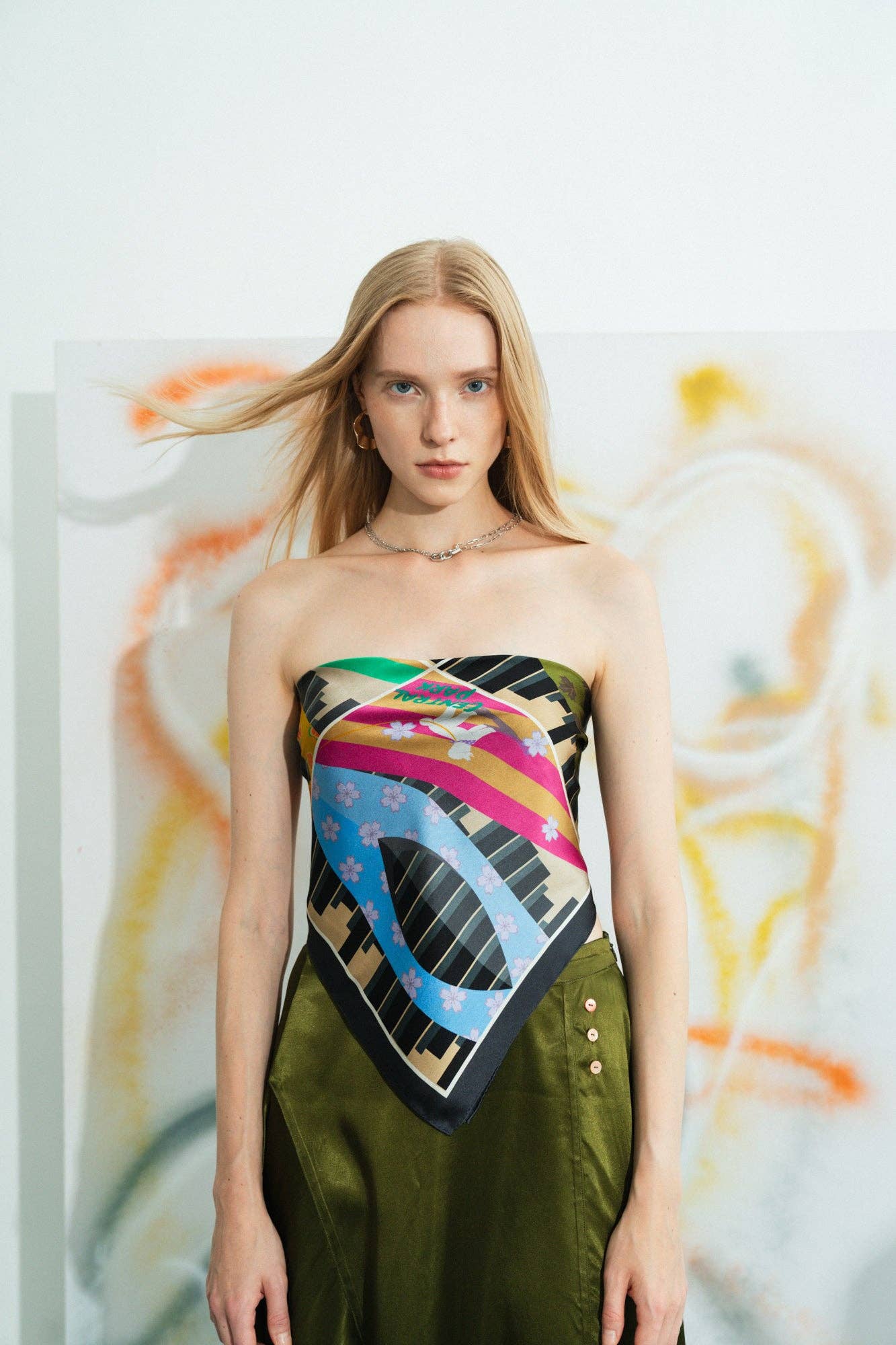 "Seasons in the Park" Silk Scarf - Black: Black